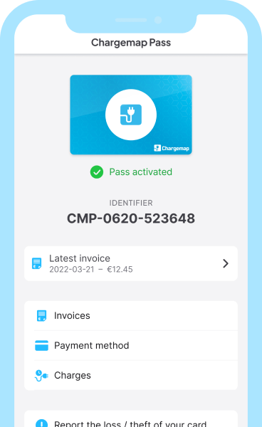 Monitor your expenses and manage your charging sessions via your Pass tab